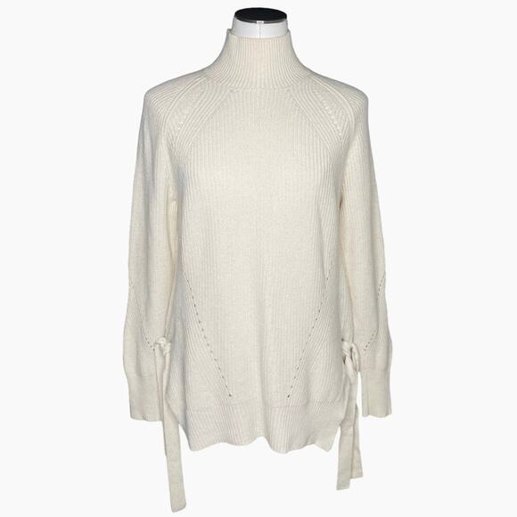 Rebecca Taylor Turtleneck Rib Knit Side Tie Sweater - Picture 2 of 10